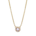 14k Gold Plated Freshwater Pearl CZ Halo Necklace