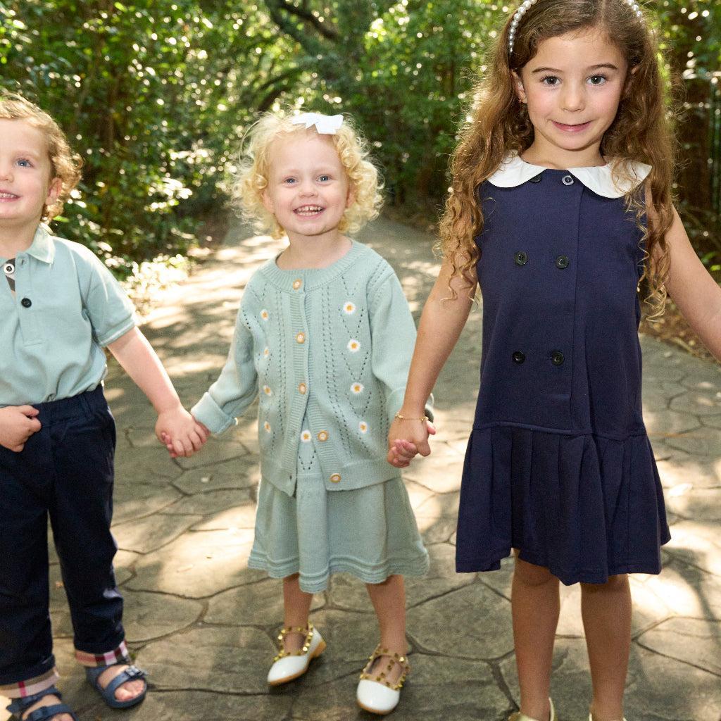 2-Piece Daisy Girl Knit Dress & Cardigan Set