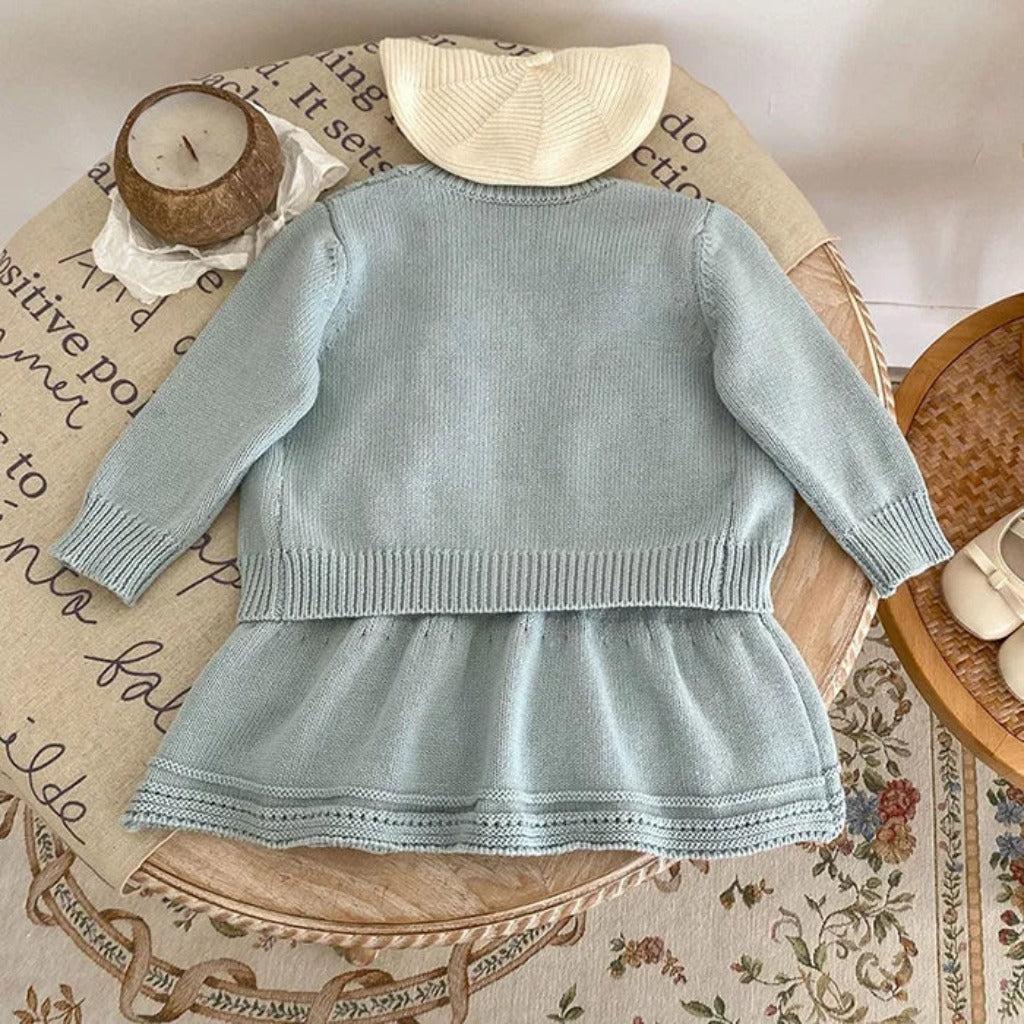 2-Piece Daisy Girl Knit Dress & Cardigan Set