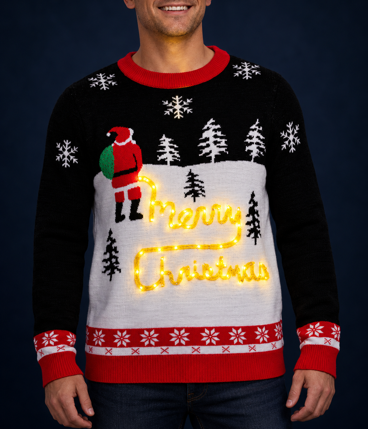 Men's Yellow Snow Light Up Ugly Christmas Sweater