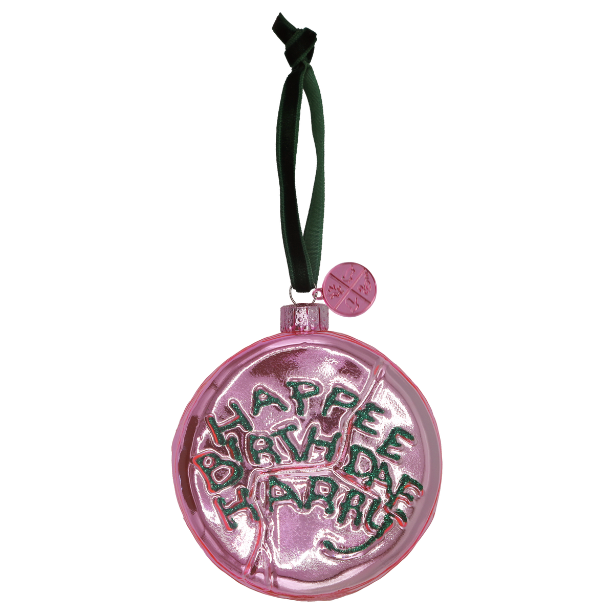 Happee Birthdae Glass Ornament