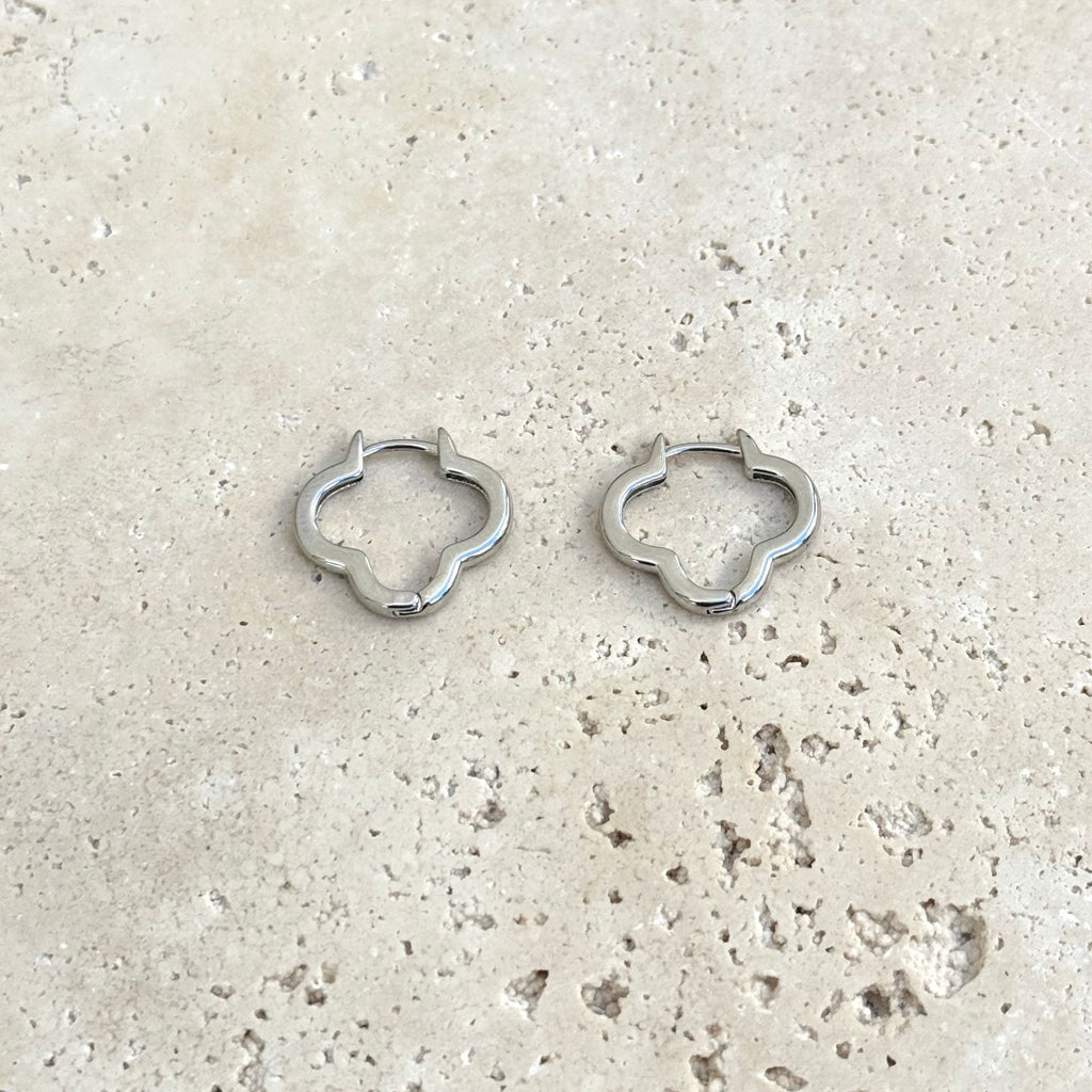 Silver Plated Clover Hoop Earrings
