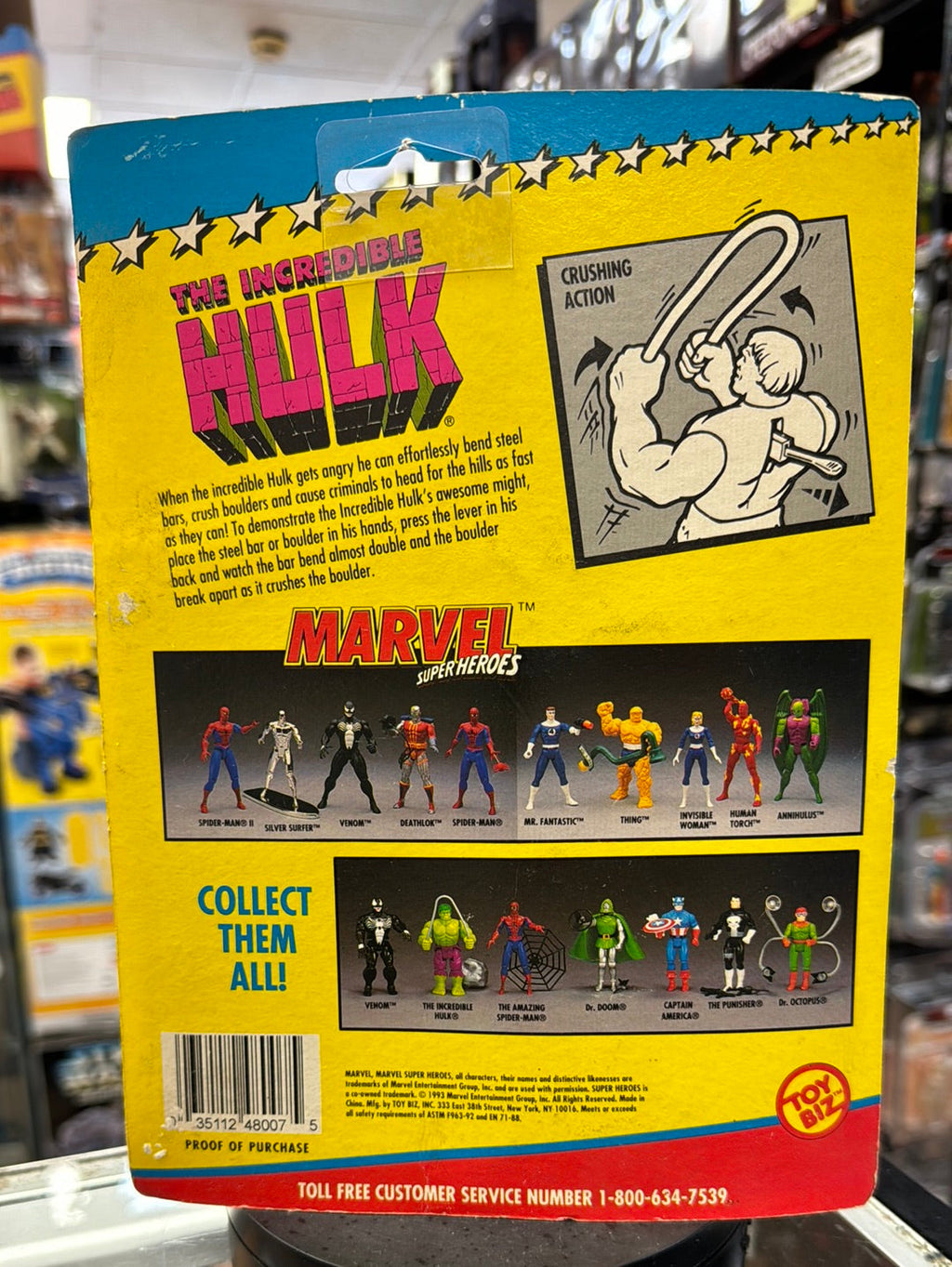 Crushing Arm Incredible Hulk (Vintage Marvel Superheroes, ToyBiz) Sealed