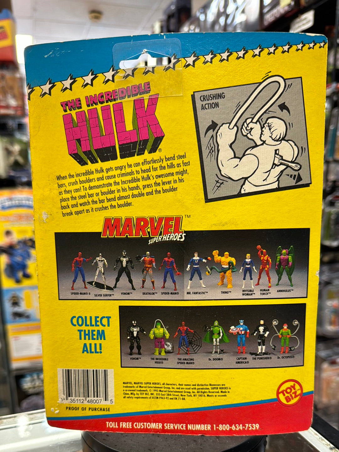 Crushing Arm Incredible Hulk (Vintage Marvel Superheroes, ToyBiz) Sealed