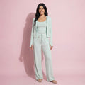Women's 3-Piece Activewear Set with Sleeveless Tank Cropped Jacket and Drawstring Athletic Pants