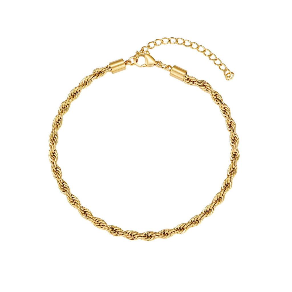 Tarnish Resistant 18k Gold Plated Rope Chain Anklet