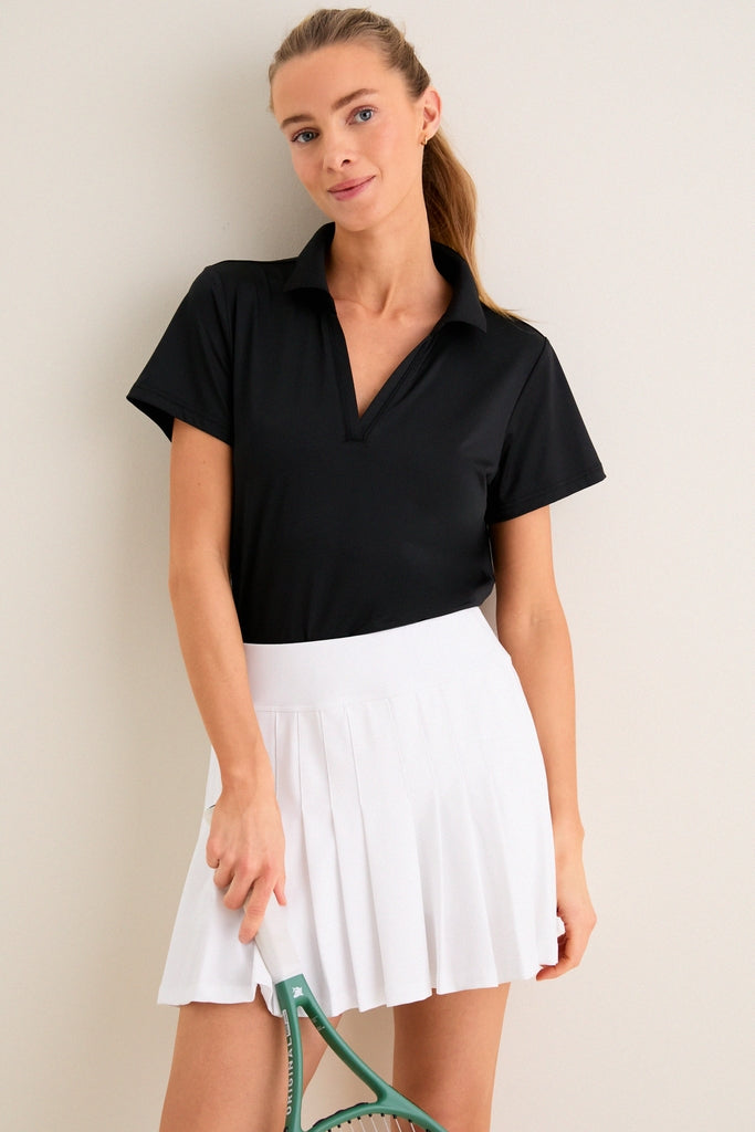 Black Short Sleeve Performance Jersey Caroline Polo