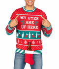 Men's My Eyes Are Up Here Ugly Christmas Sweater