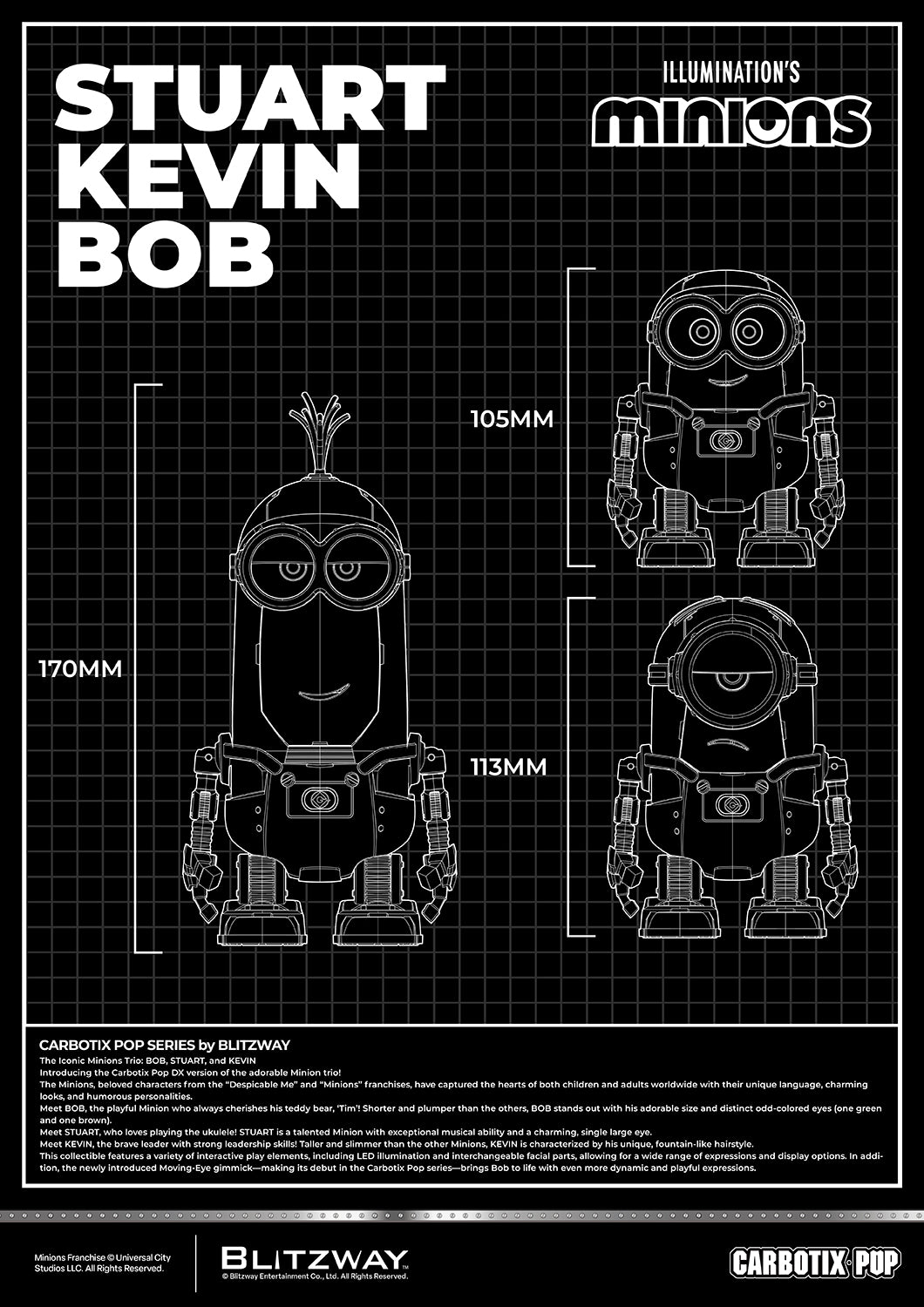 Illumination's Minions: BOB, STUART, and KEVIN Carbotix Pop DX Version