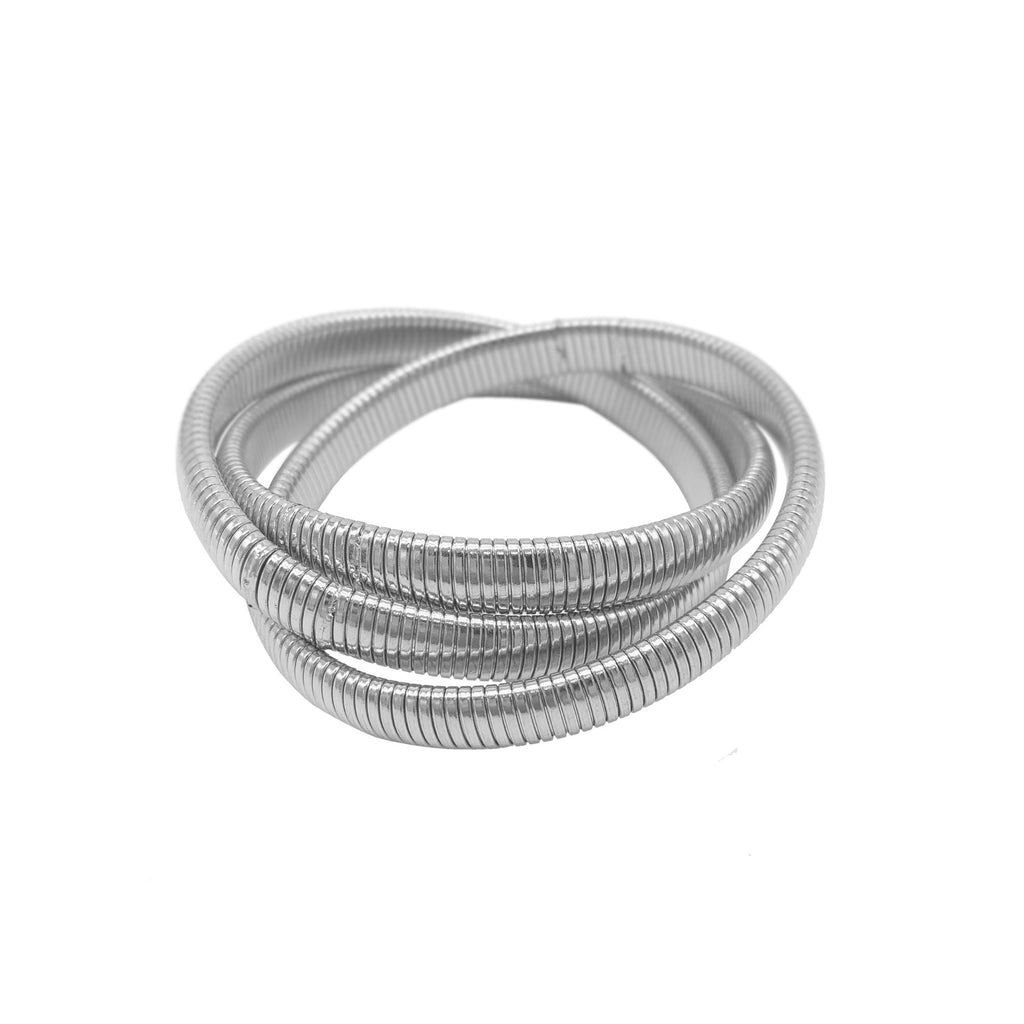 Silver Plated Omega Chain Triplet Bracelet