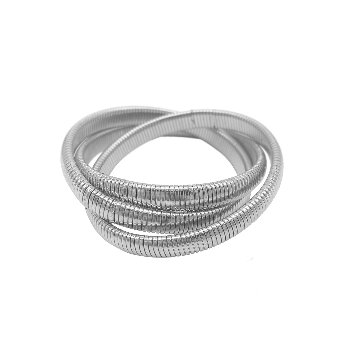 Silver Plated Omega Chain Triplet Bracelet