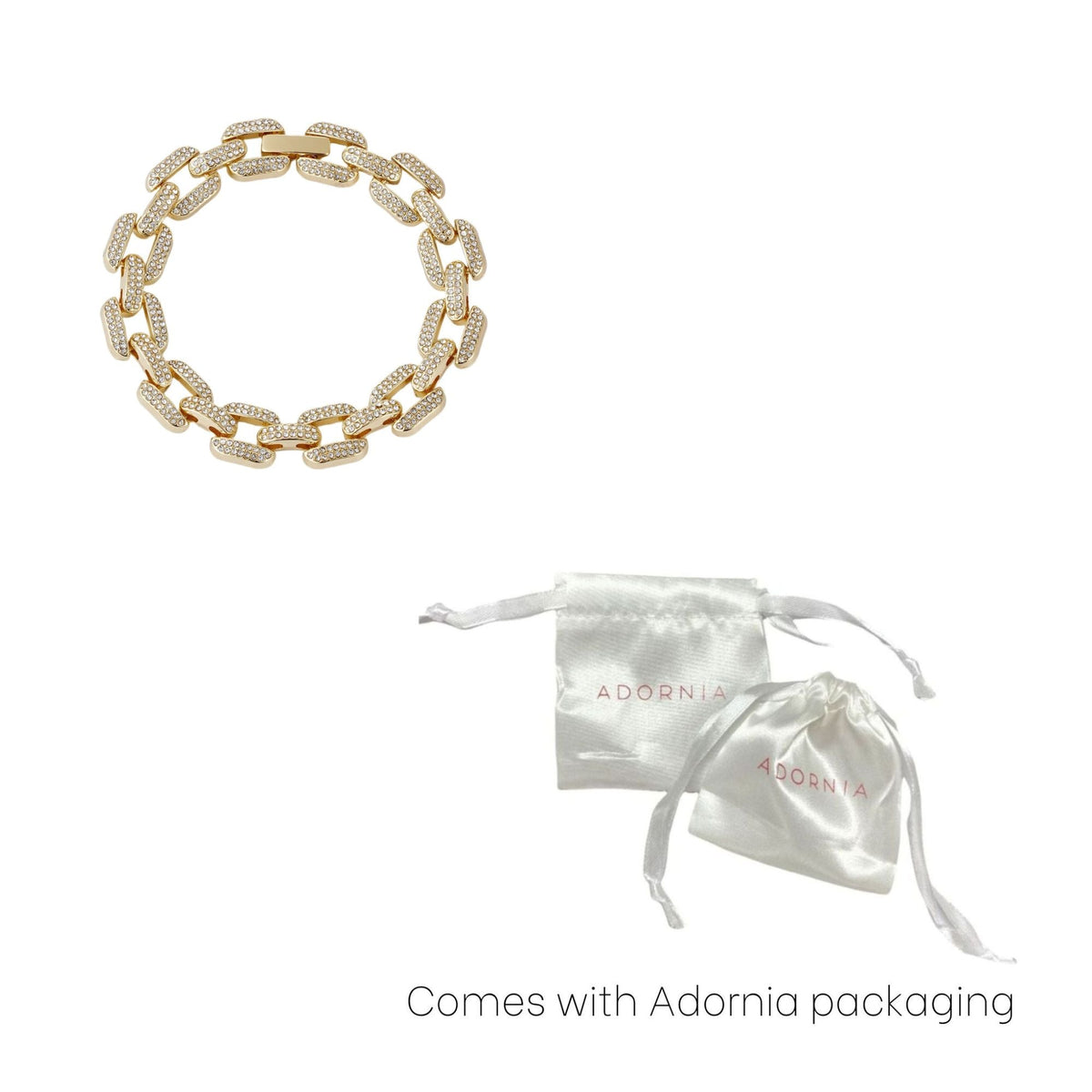 Gold Plated Crystal Encrusted Link Chain Bracelet