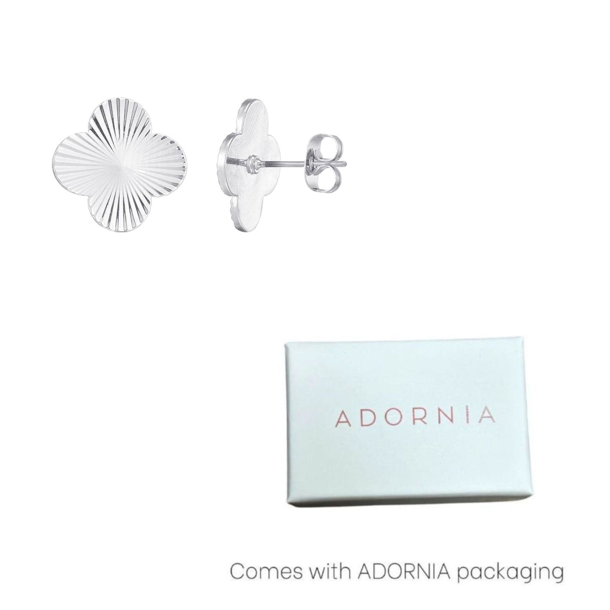 Silver Plated Prismatic Clover Stud Earrings