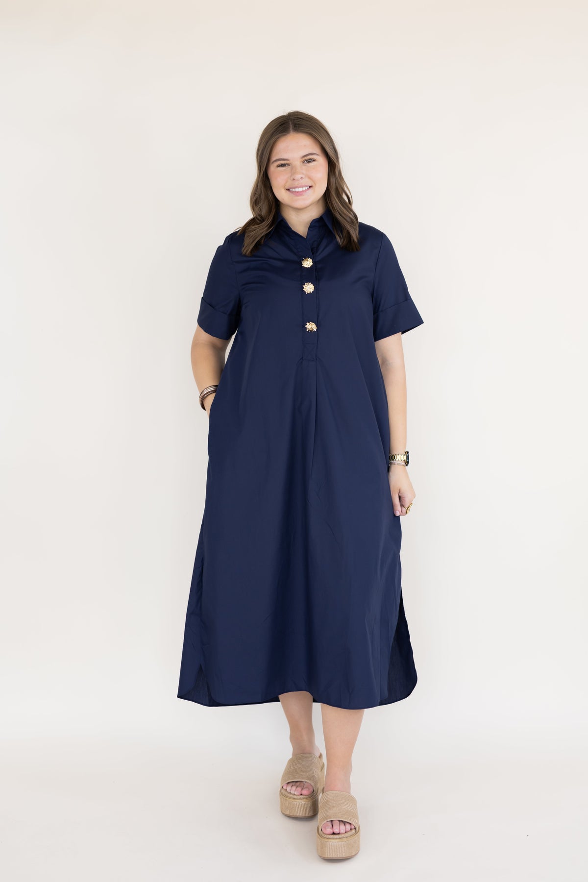 Linnea Solid Midi Dress