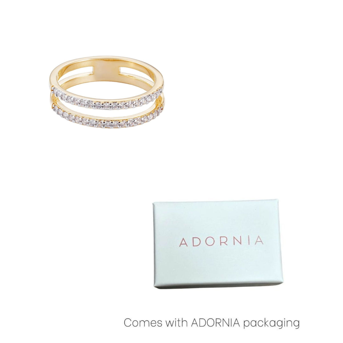 14k Gold Plated CZ Double Band Ring