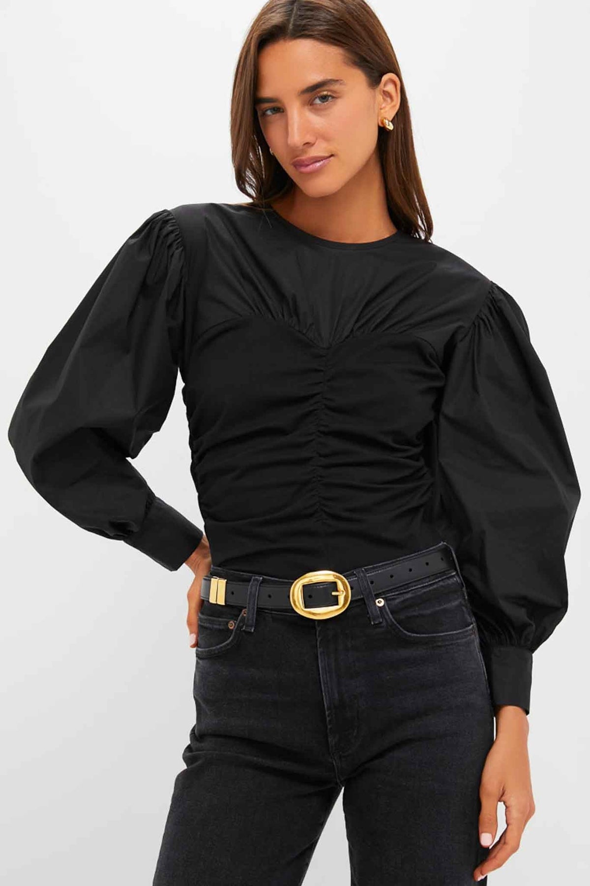 Black Mixed-Media Anita Blouse