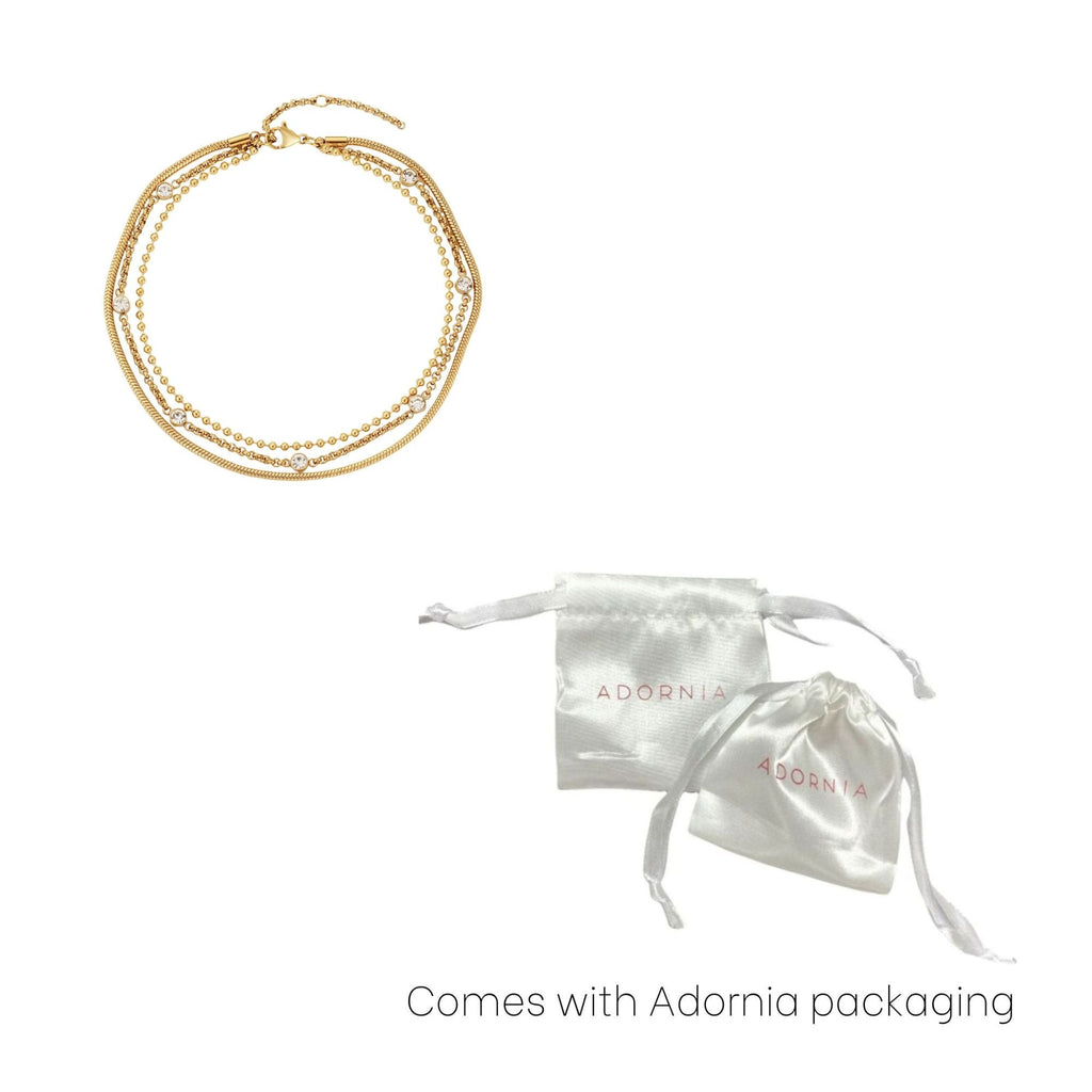 Tarnish Resistant 18k Gold Plated Triple Layered Anklet
