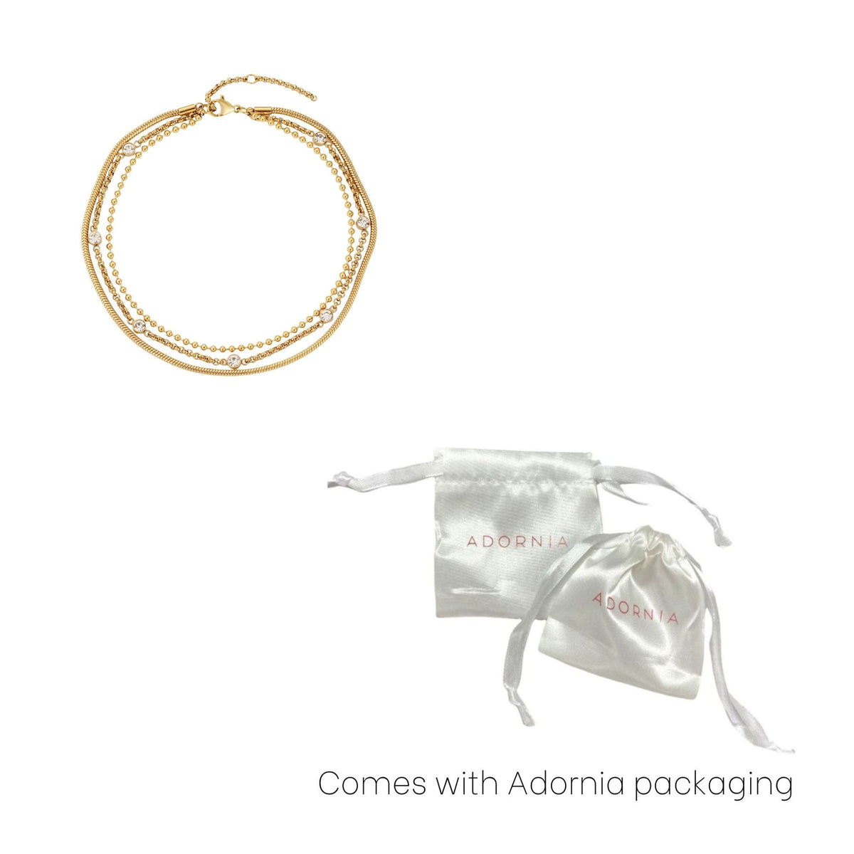 Tarnish Resistant 18k Gold Plated Triple Layered Anklet