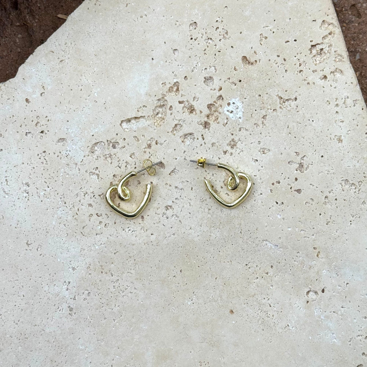 Gold Plated Heart Hoops