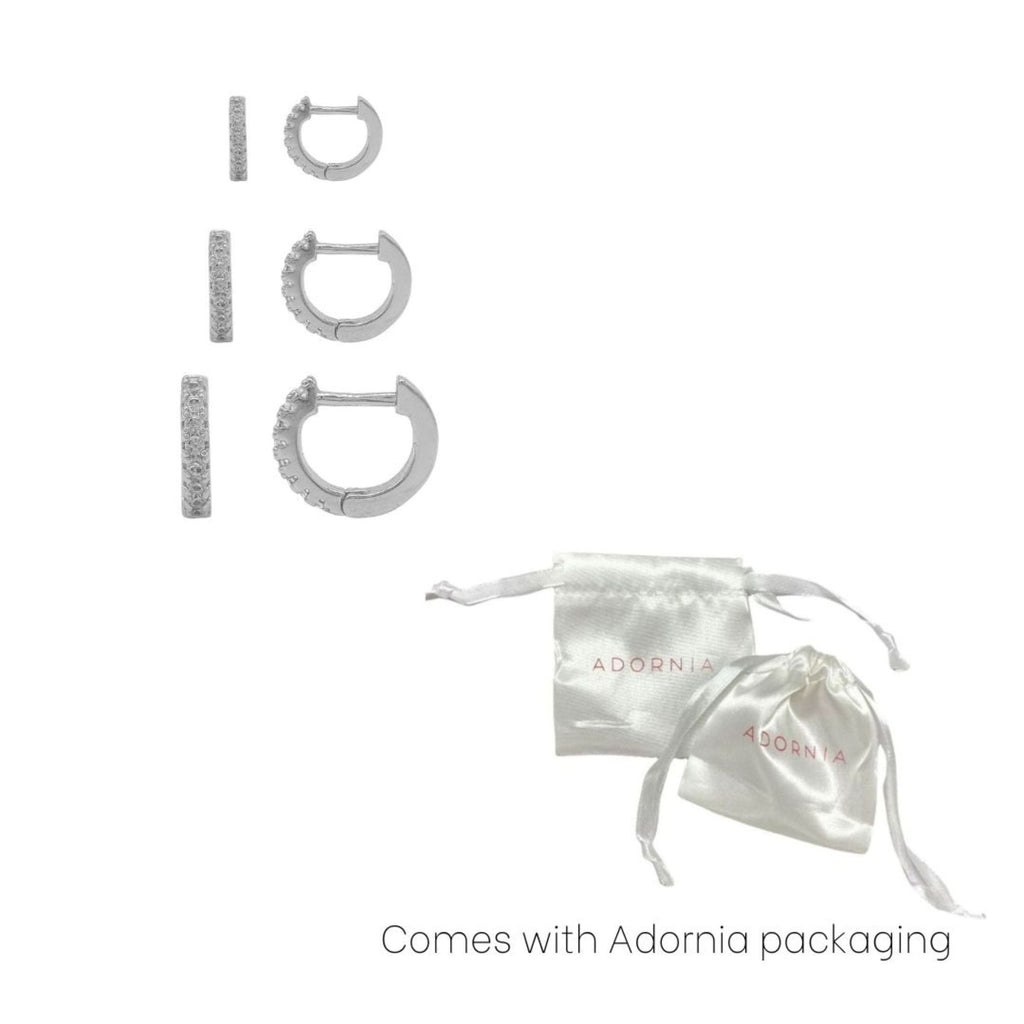 Silver Plated Huggie Hoop Earrings Pack