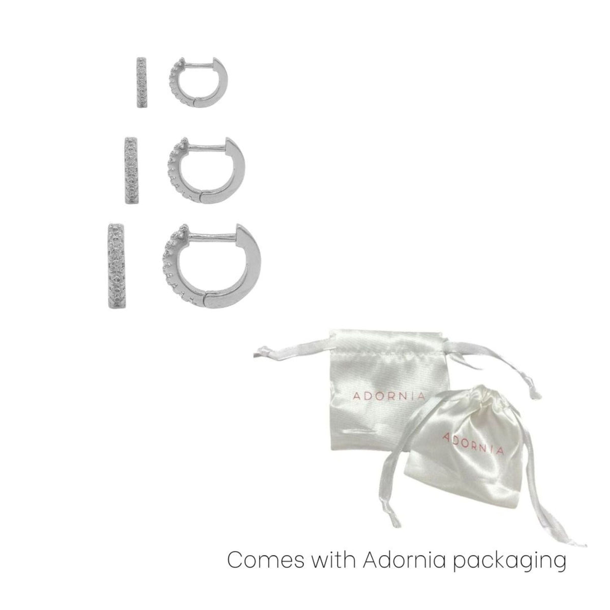 Silver Plated Huggie Hoop Earrings Pack