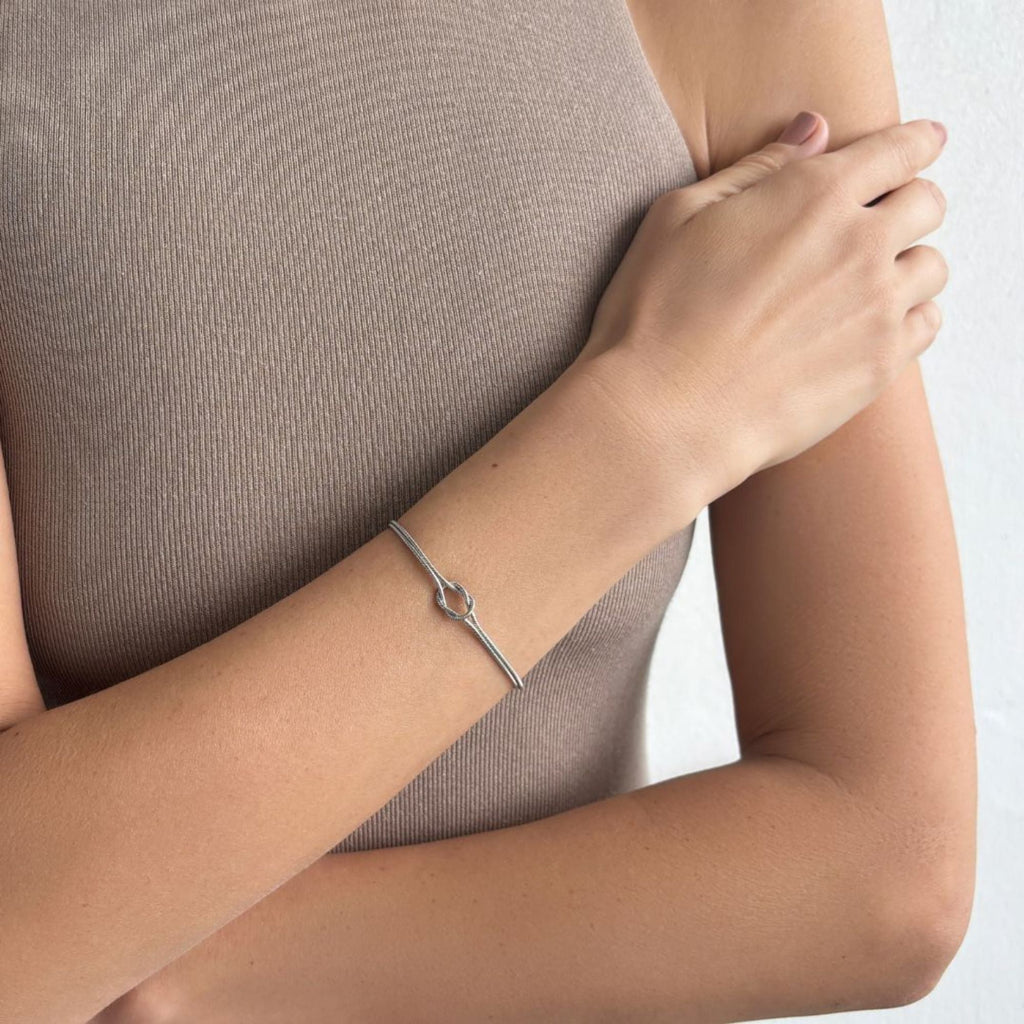 Tarnish Resistant Silver Plated Knotted Rope Chain Bracelet