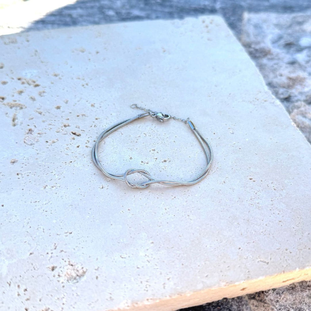 Tarnish Resistant Silver Plated Knotted Rope Chain Bracelet