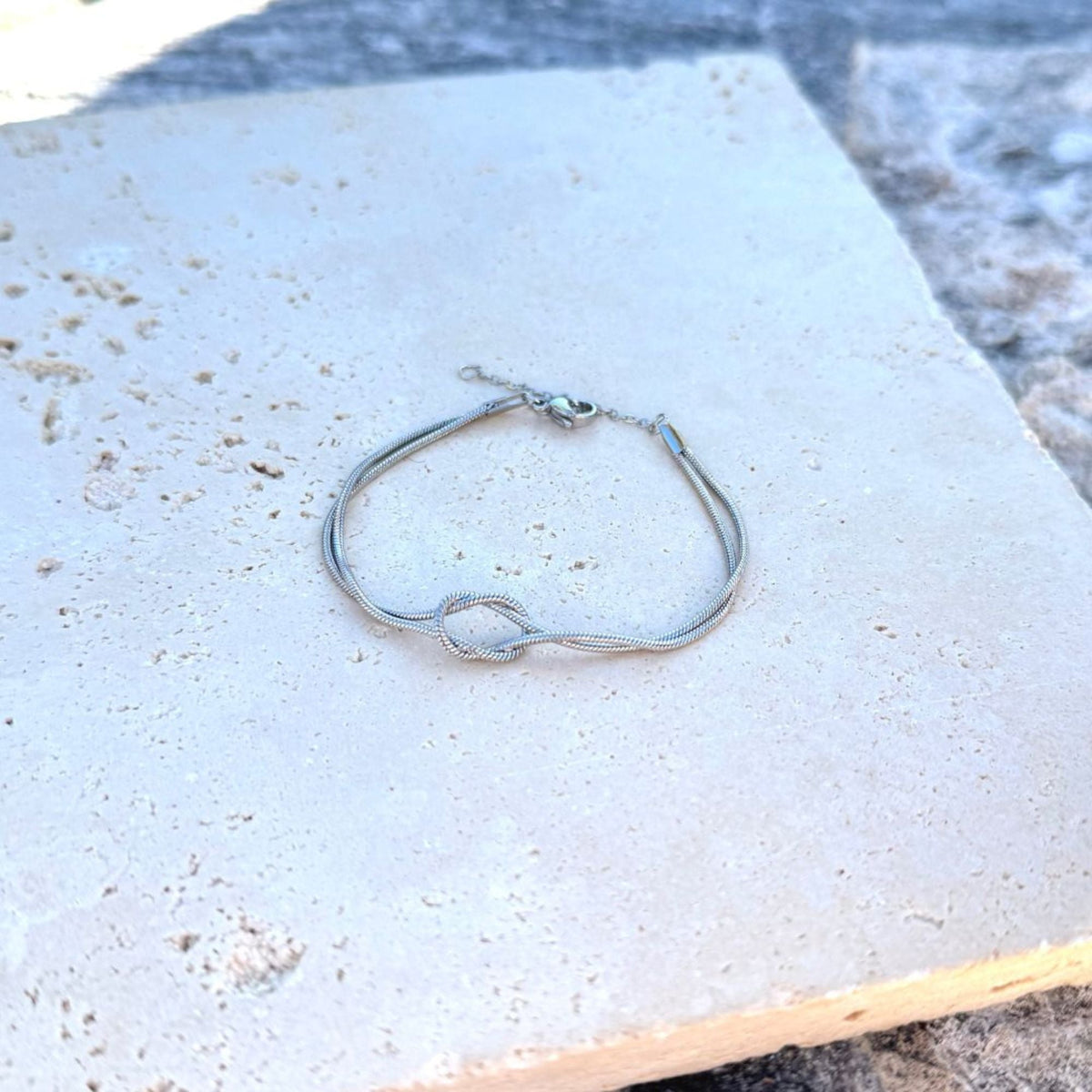 Tarnish Resistant Silver Plated Knotted Rope Chain Bracelet