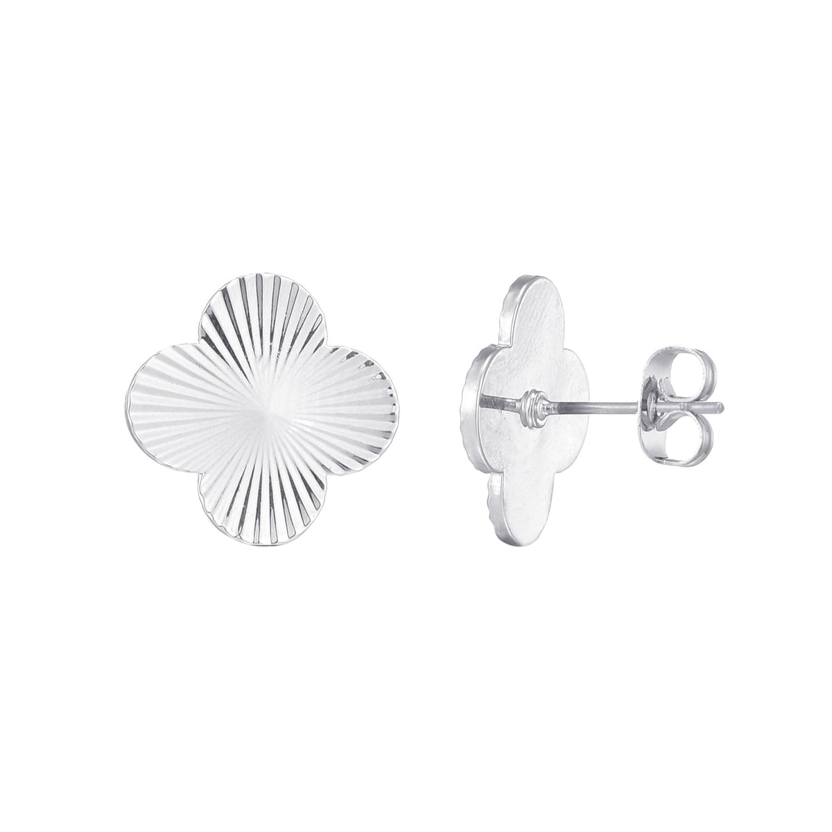 Silver Plated Prismatic Clover Stud Earrings