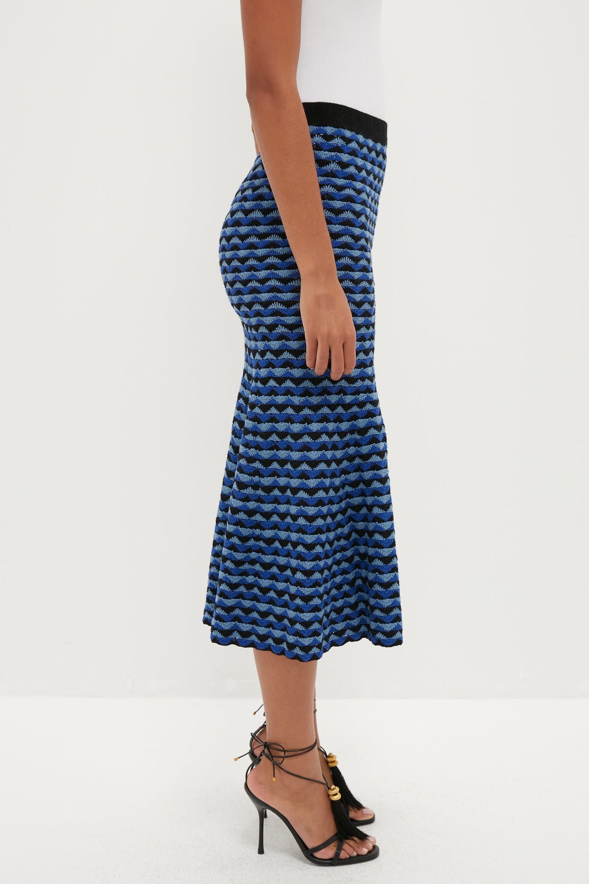 Blue and Black Profundo Midi Skirt