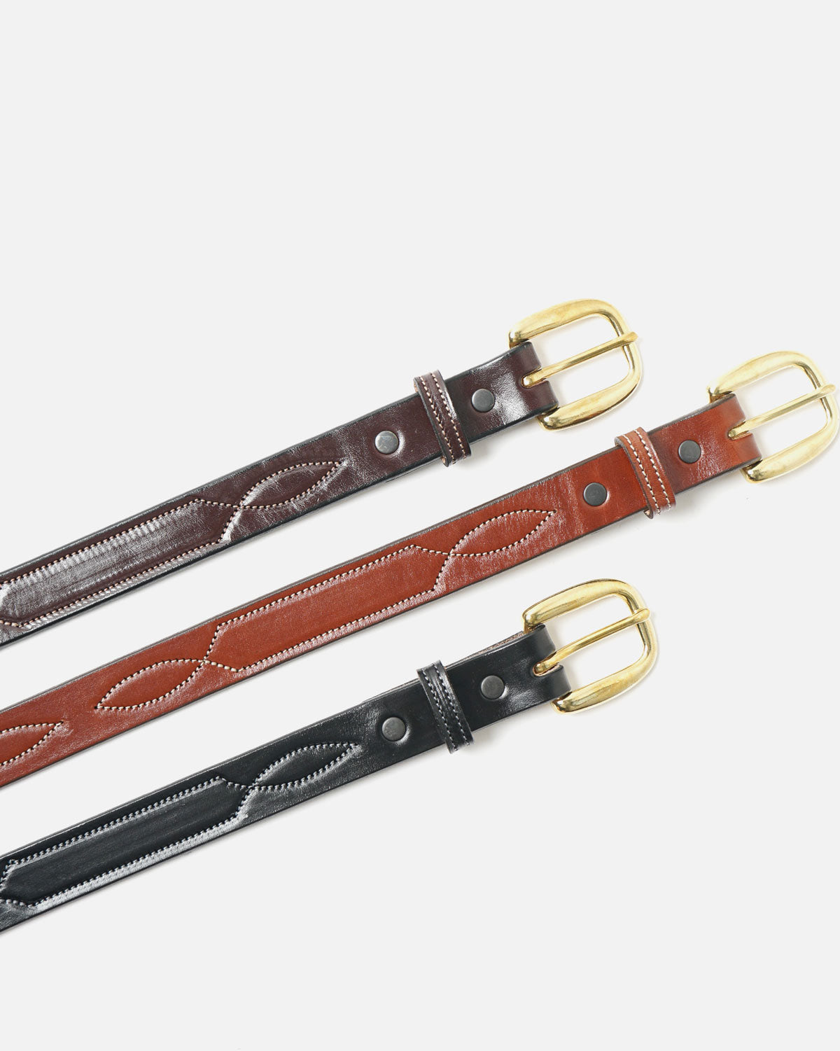 1" Repeated Stitch Leather Belt