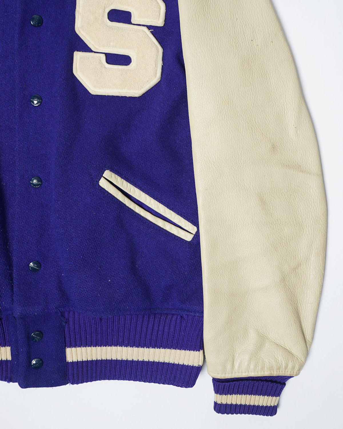 60's Wool Leather Varsity Jacket