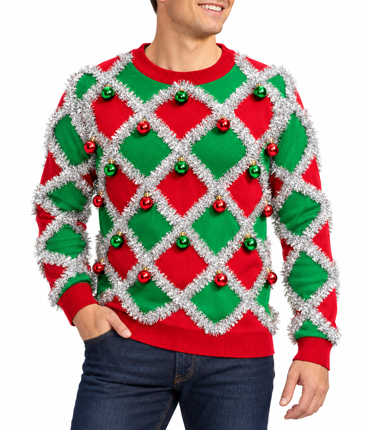 Men's Tacky Tinsel Ugly Christmas Sweater