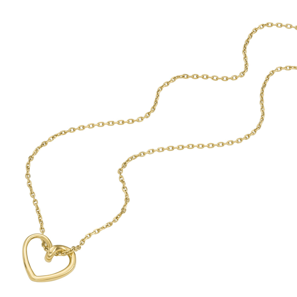 Fossil Women's Sawyer Open Heart Gold-Tone Stainless Steel Pendant Necklace