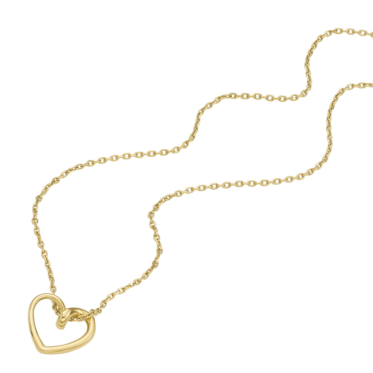 Fossil Women's Sawyer Open Heart Gold-Tone Stainless Steel Pendant Necklace