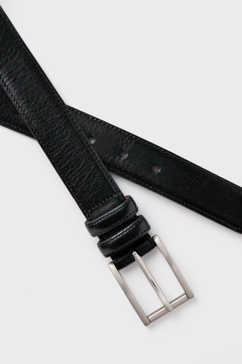 Black Lorenzo 32mm Dropped Edge Leather Belt