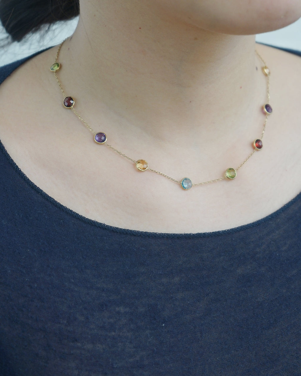 14k Gold x Multi Gemstones Necklace