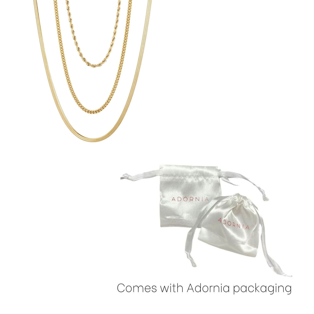 Tarnish Resistant 18k Gold Plated Set of 3-Chain Necklaces