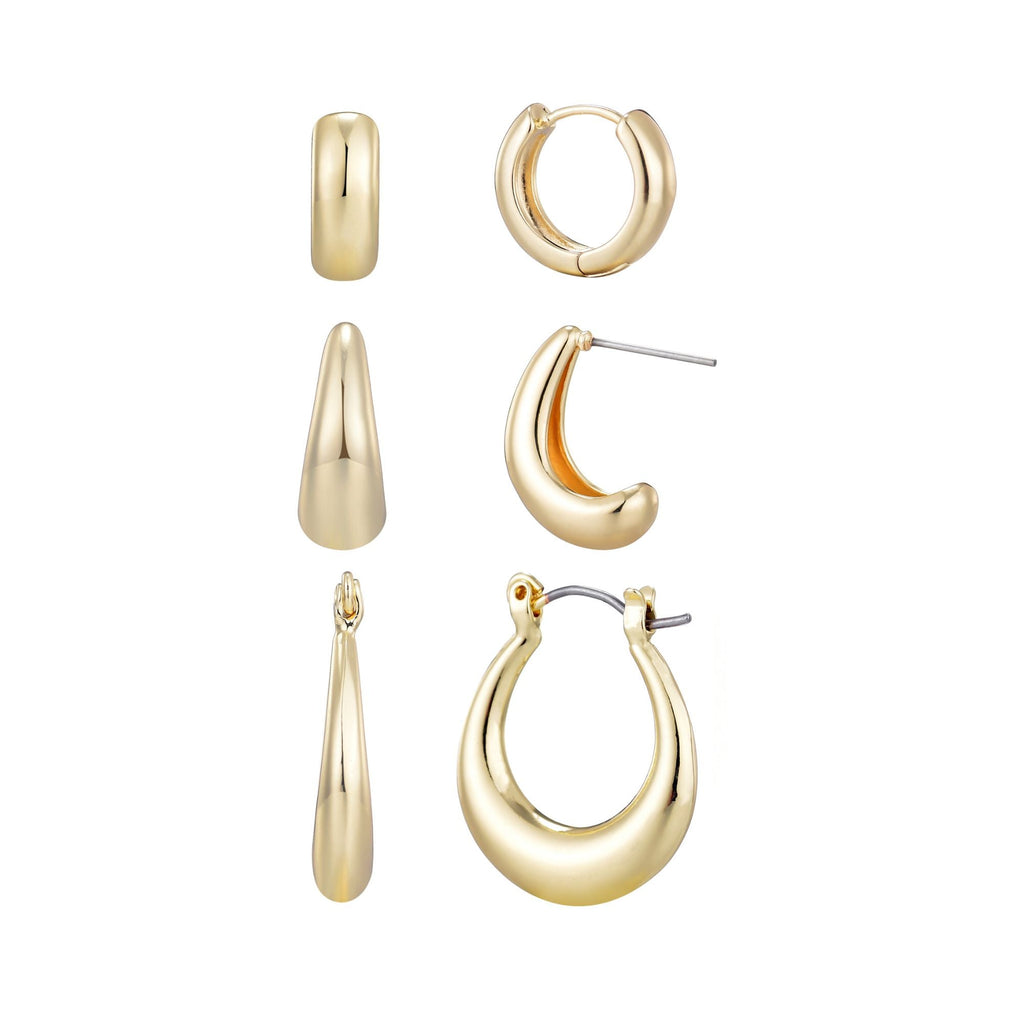 14k Gold Plated Set of 3 Hoop Earrings  Set