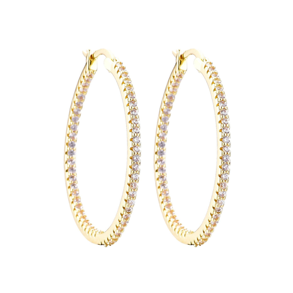 14k Gold Plated CZ Infinity Hoop Earrings