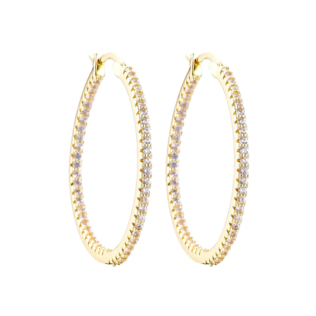 14k Gold Plated CZ Infinity Hoop Earrings