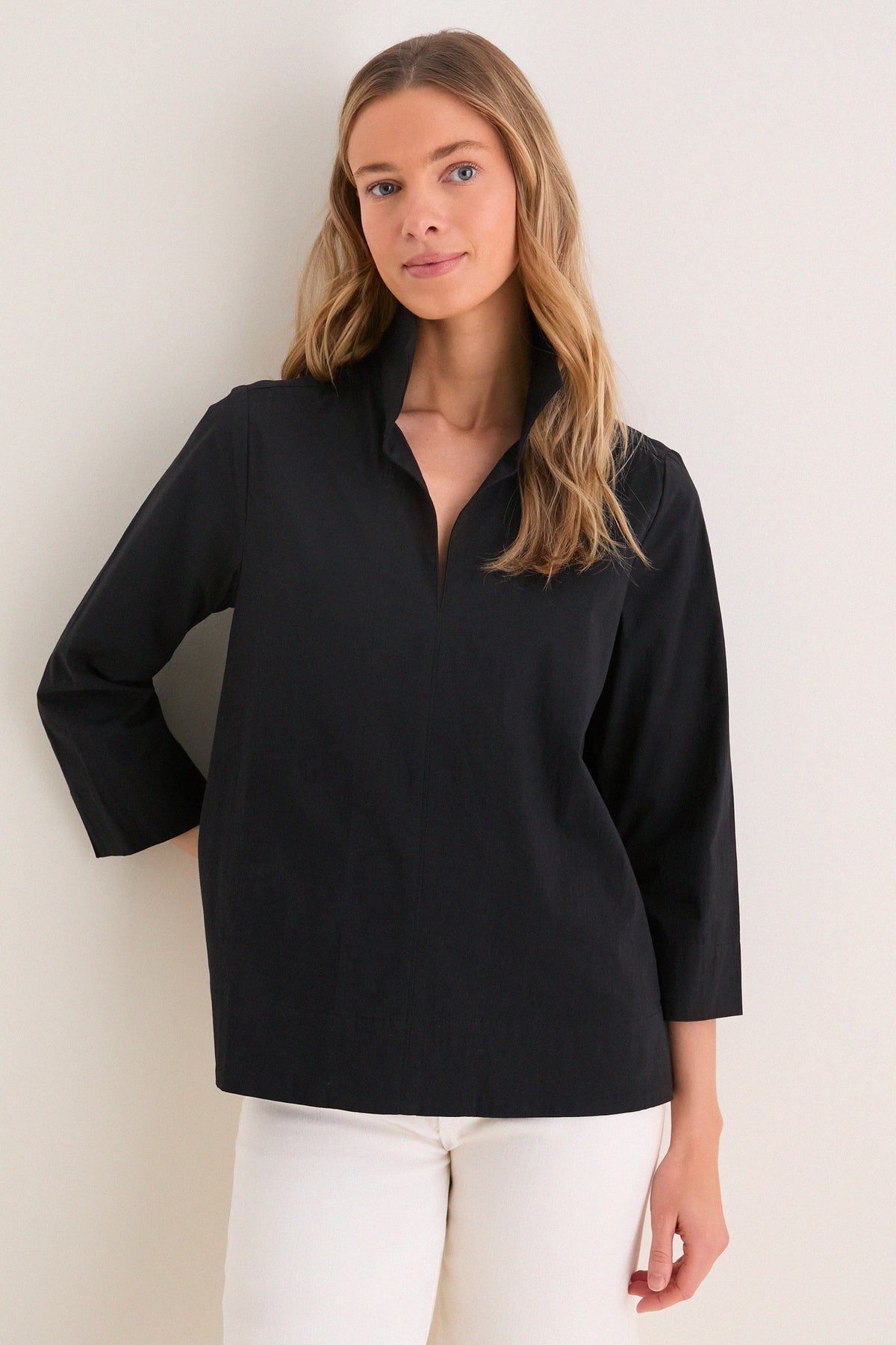 Black Margot Stand Collar Blouse