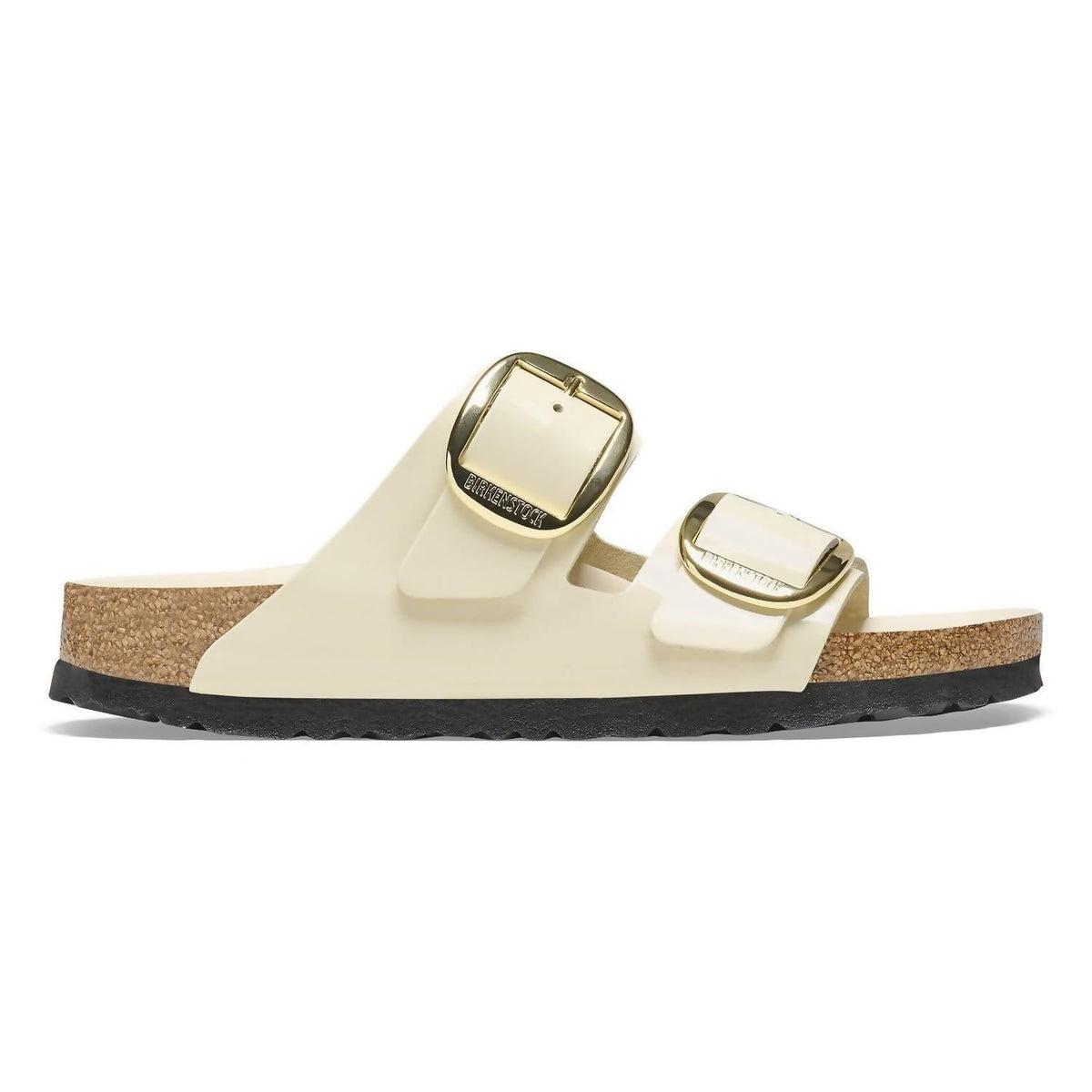 Women's Arizona Big Buckle Leather Sandal In High Shine Ecru