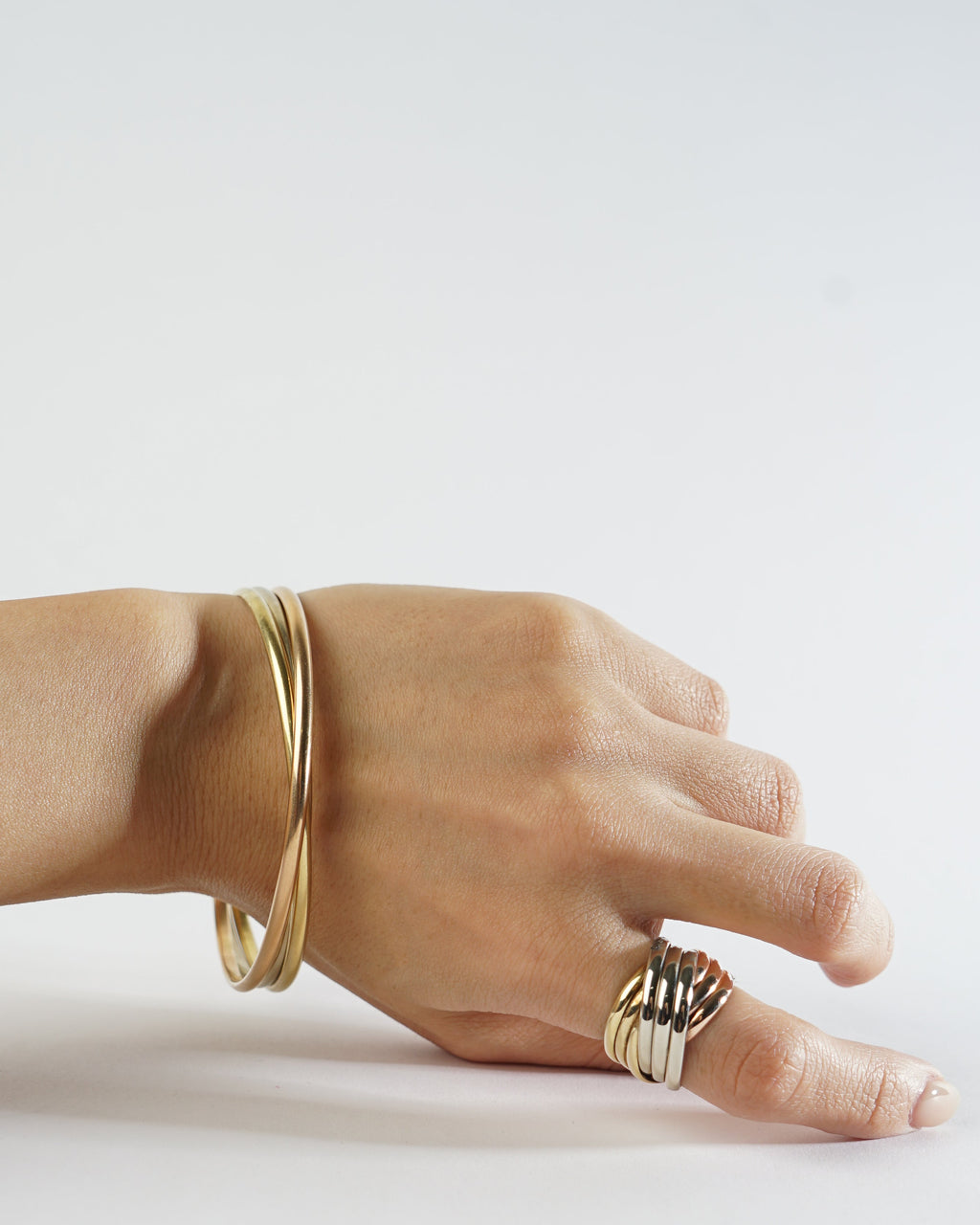 14k Gold Triple Ring / size: 7
