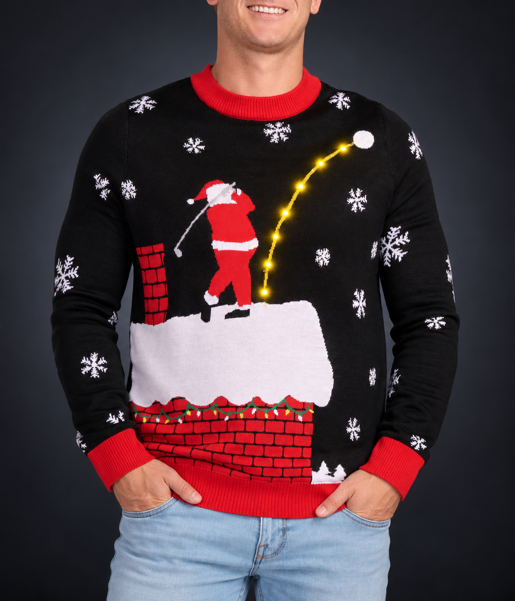 Men's Santa Slice Light Up Ugly Christmas Sweater