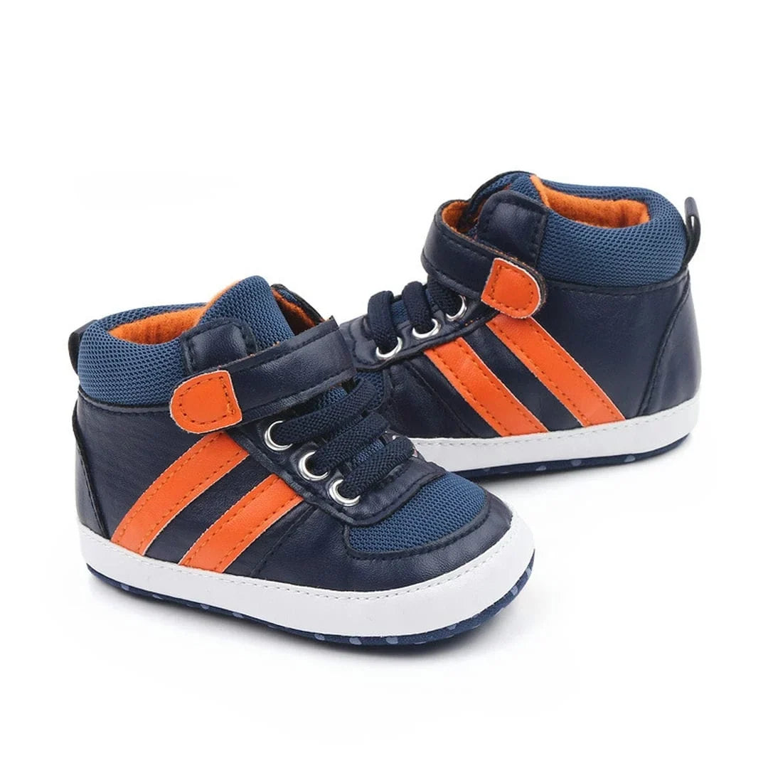 Blue and Orange High Ankle Baby Shoes