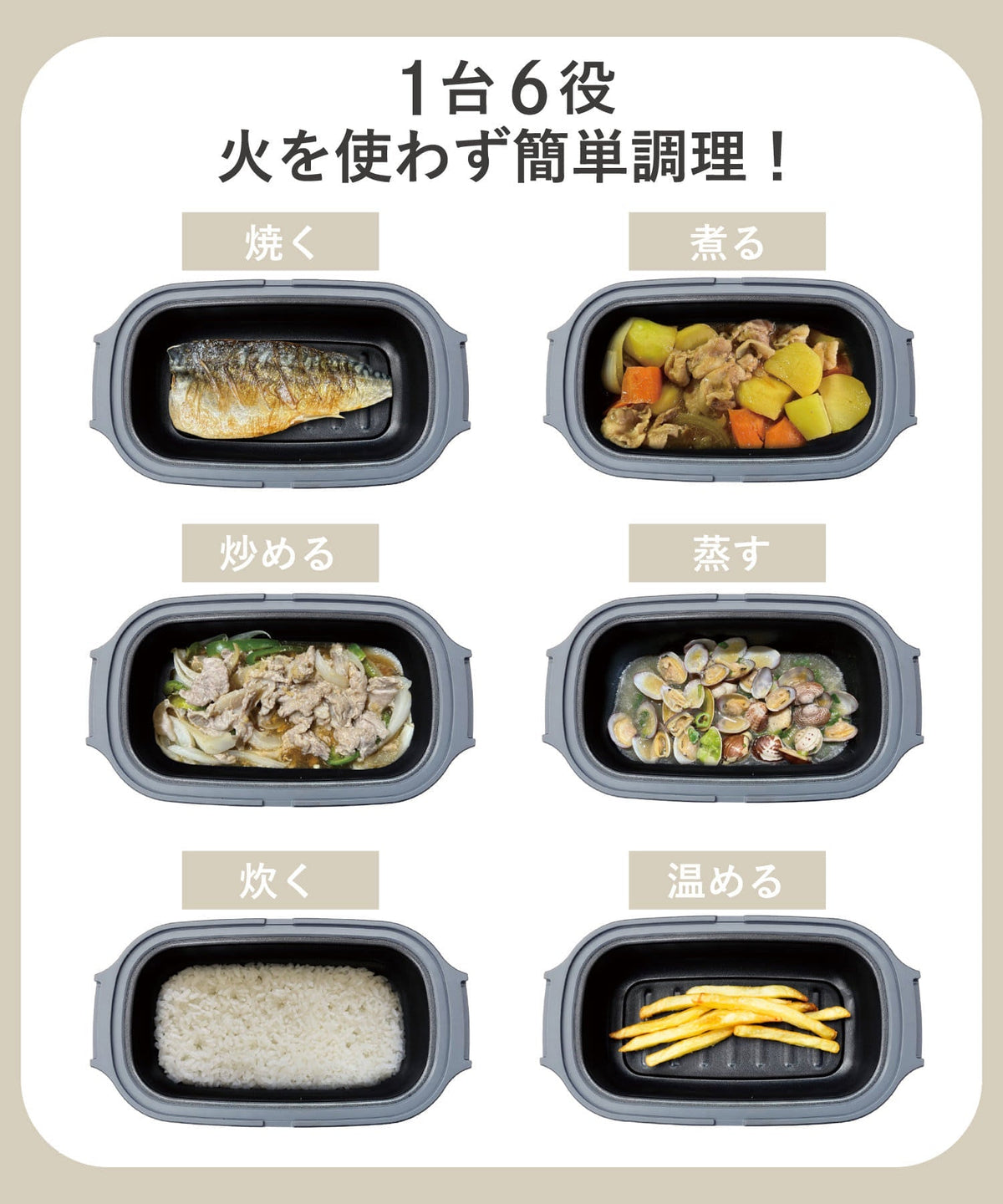 3COINS 微波炉多功能烹饪锅 6合1烤炒煮蒸煲饭加热套装 含食谱二维码