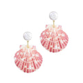 Pink Shell and Shell Pearl 2-Drop Earrings