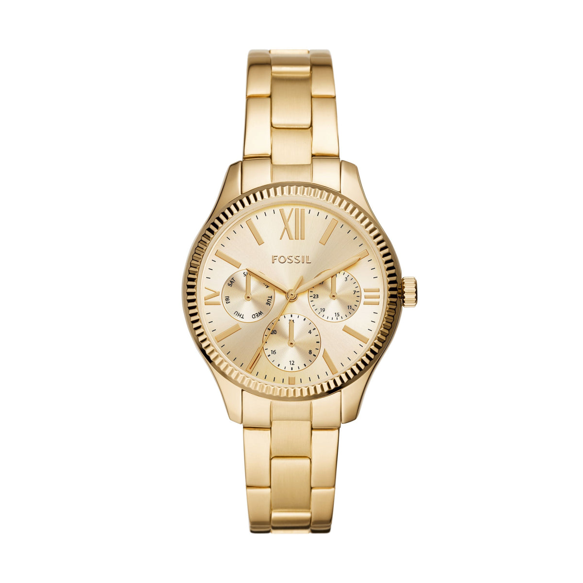 Fossil Women's Rye 36mm Multifunction, Gold-Tone Alloy Watch