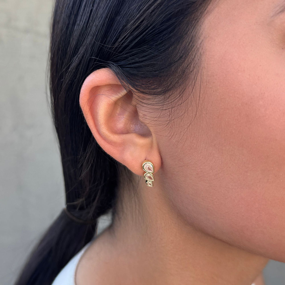 14k Gold Plated Crystal Climber Earrings